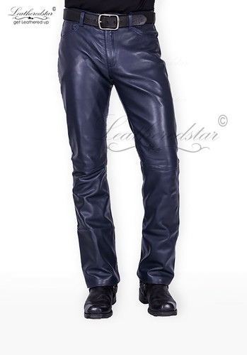Marineblaue lederjeans hose - marineblaue,